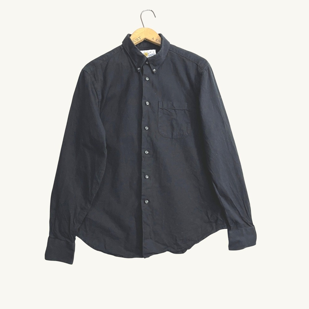 Naked & Famous Denim Easy Shirt Mens Large Black Solid Flannel Made in Canada
